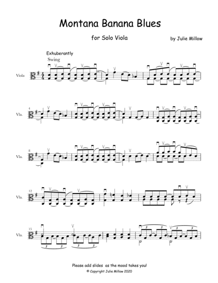 The Montana Banana Blues For Solo Viola Sheet Music