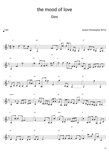 Free Sheet Music The Mood Of Love