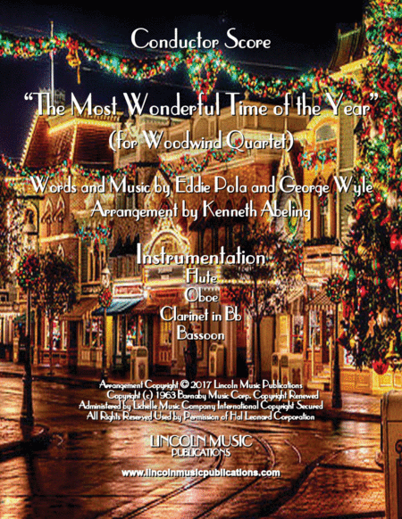 Free Sheet Music The Most Wonderful Time Of The Year For Woodwind Quartet