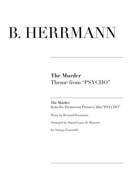 Free Sheet Music The Murder Psycho Theme