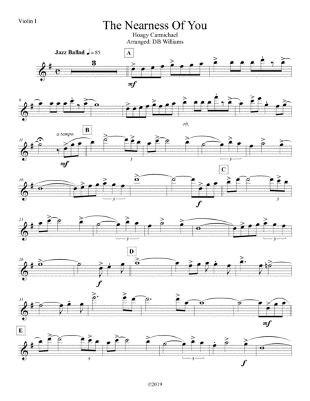 Free Sheet Music The Nearness Of You Violin 1