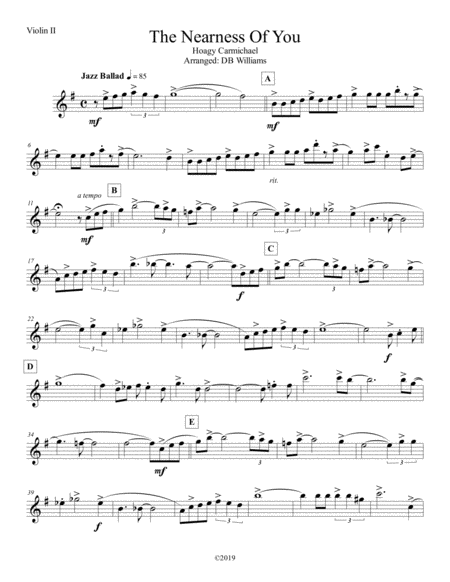 Free Sheet Music The Nearness Of You Violin 2