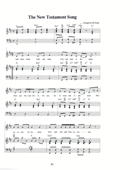 The New Testament Song Sheet Music