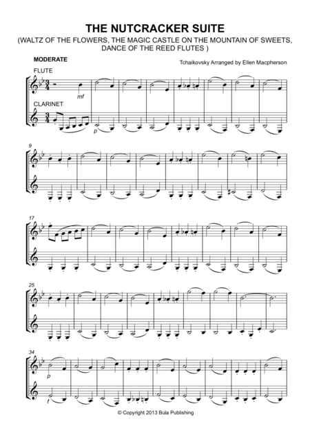 The Nutcracker Suite Flute Clarinet Duet Waltz Of The Flowers The Magic Castle On The Mountain Of Sweets Dance Of The Reed Flutes Sheet Music