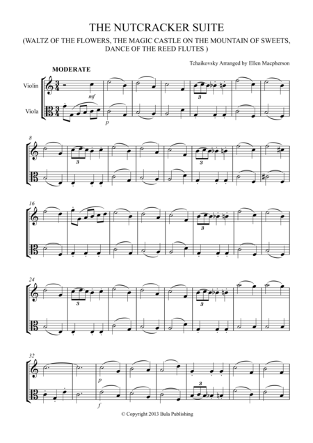 The Nutcracker Suite Violin Viola Duet Waltz Of The Flowers The Magic Castle On The Mountain Of Sweets Dance Of The Reed Flutes Sheet Music