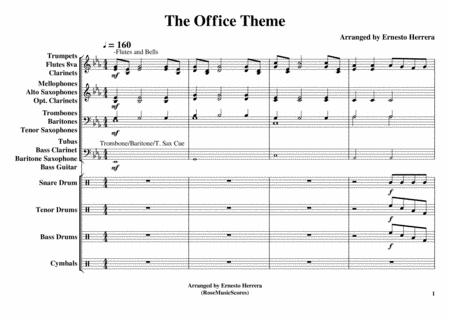 The Office Theme For Marching Concert Band Sheet Music