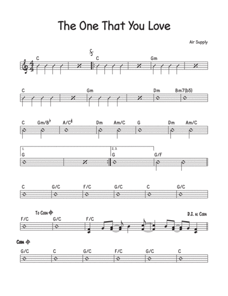 Free Sheet Music The One That You Love