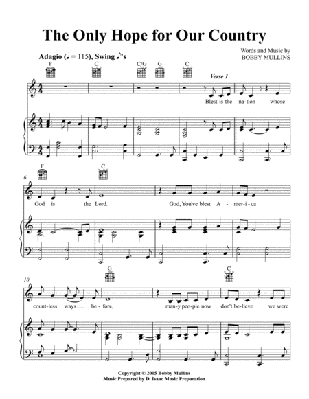 The Only Hope For Our Country Sheet Music