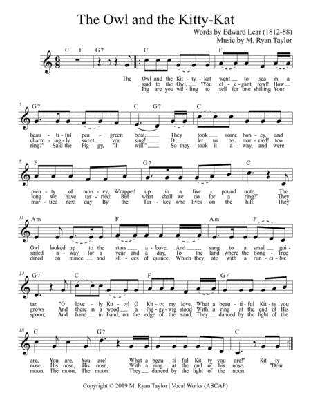 The Owl And The Kitty Kat For Unison Choir And Ukulele Sheet Music