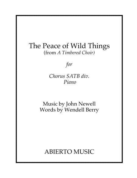 Free Sheet Music The Peace Of Wild Things