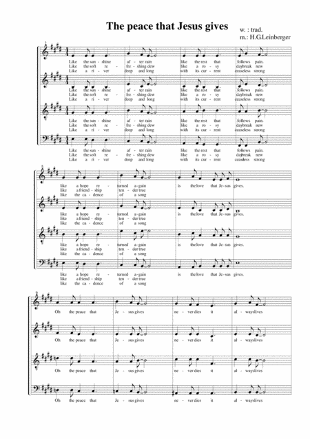 Free Sheet Music The Peace That Jesus Gives