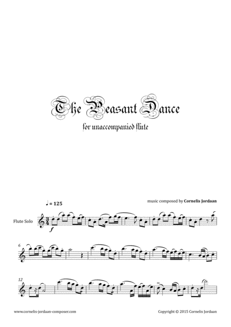 Free Sheet Music The Peasant Dance For Unaccompanied Flute