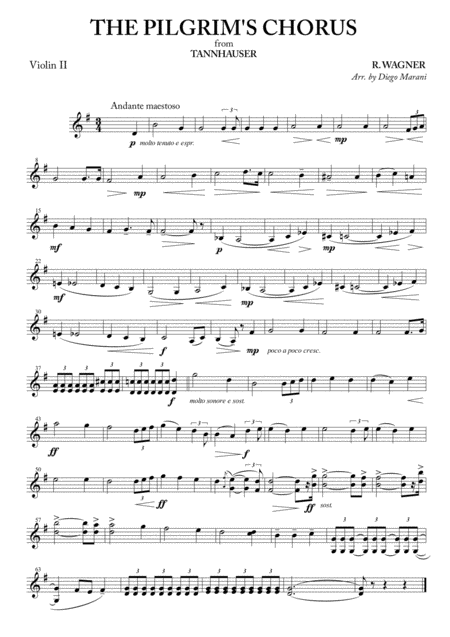 The Pilgrims Chorus For String Quartet Sheet Music