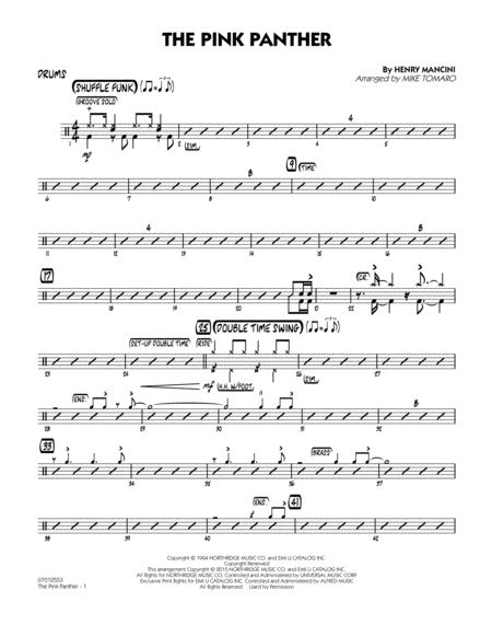 Free Sheet Music The Pink Panther Arr Mike Tomaro Drums