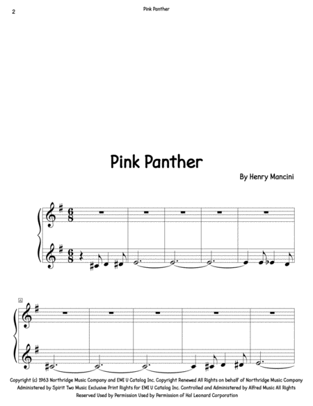 The Pink Panther From The Pink Panther Easy Sheet Music