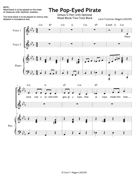 Free Sheet Music The Pop Eyed Pirate