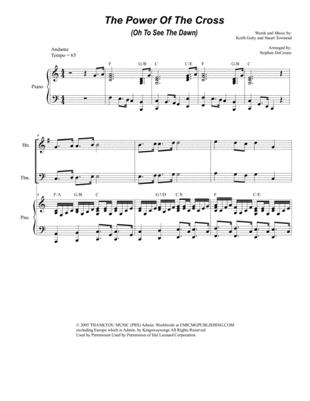 The Power Of The Cross Oh To See The Dawn For Brass Quartet Sheet Music