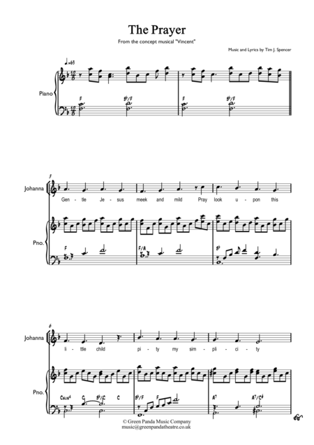Free Sheet Music The Prayer From The Musical Vincent