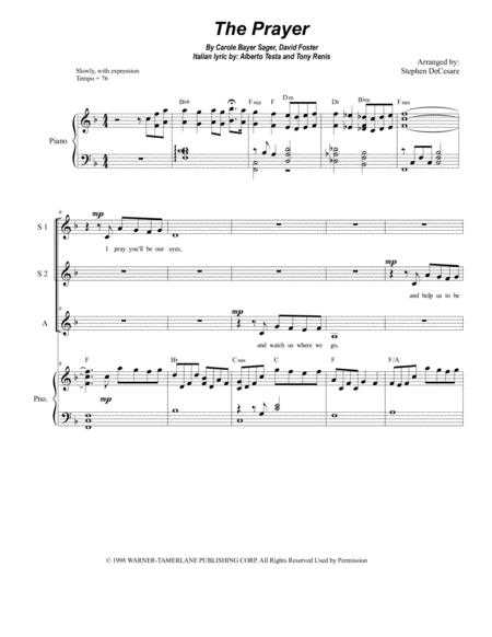 The Prayer Vocal Trio Ssa Sheet Music