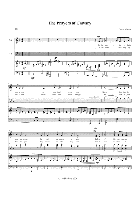 Free Sheet Music The Prayers Of Calvary