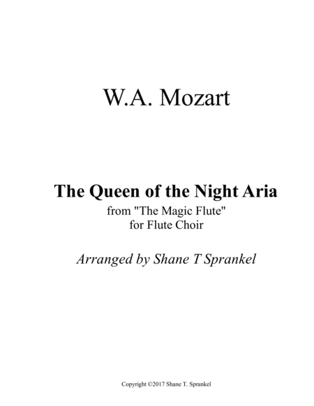 The Queen Of The Night Aria For Flute Choir Sheet Music