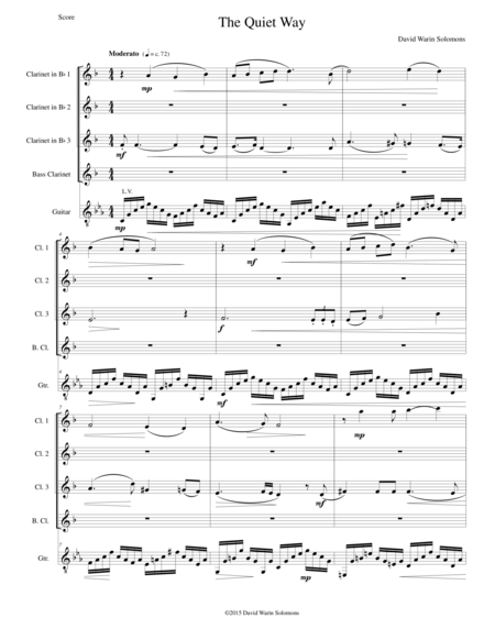 Free Sheet Music The Quiet Way For Clarinet Quartet And Guitar