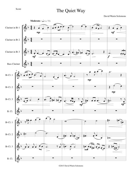 The Quiet Way For Clarinet Quartet Sheet Music