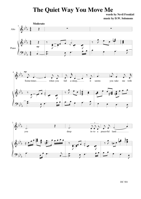 The Quiet Way You Move Me Alto And Piano Sheet Music