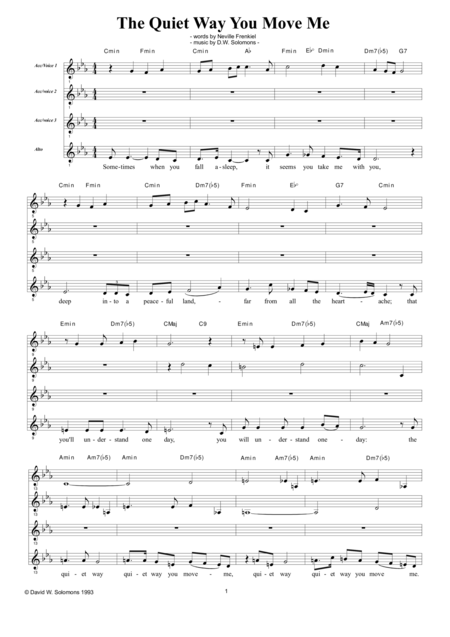 Free Sheet Music The Quiet Way You Move Me For Alto Chorus And Guitar Chord Names