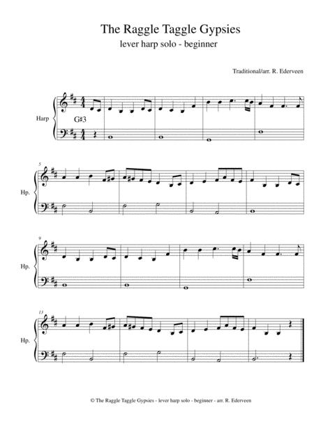 Free Sheet Music The Raggle Taggle Gypsies Lever Harp Solo Beginner