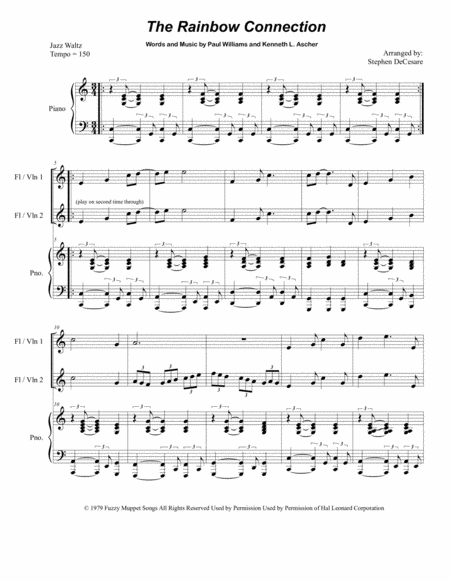 Free Sheet Music The Rainbow Connection Duet For Jazz Flute Or Violin