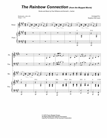 Free Sheet Music The Rainbow Connection For Brass Quartet