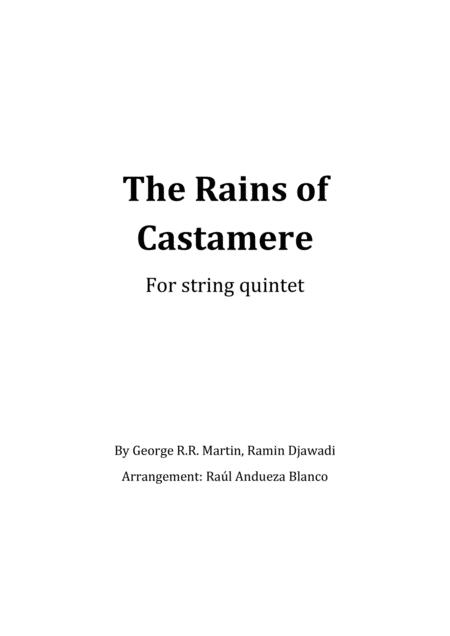 Free Sheet Music The Rains Of Castamere String Quintet
