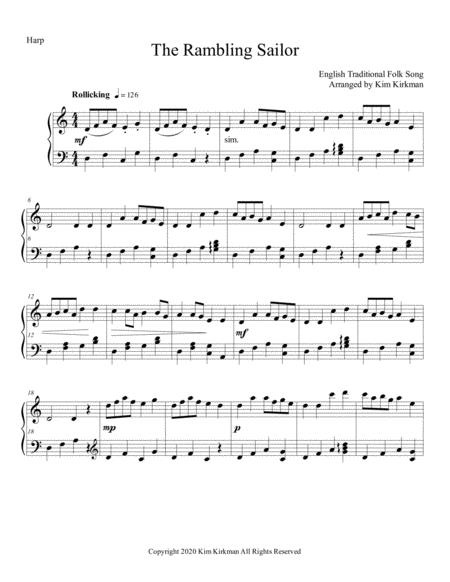 Free Sheet Music The Rambling Sailor For Solo Harp No Levers Required