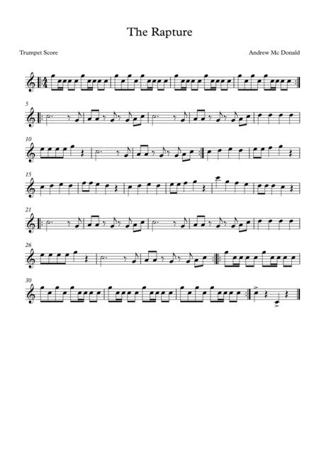 Free Sheet Music The Rapture Bb Trumpet Score