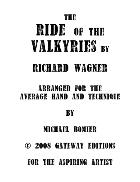 Free Sheet Music The Ride Of The Valkyries For Piano Solo