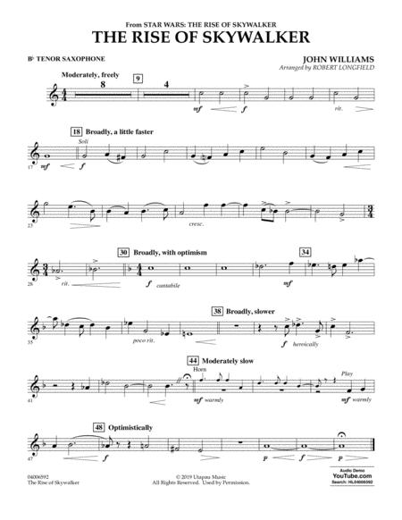 The Rise Of Skywalker From Star Wars The Rise Of Skywalker Bb Tenor Saxophone Sheet Music
