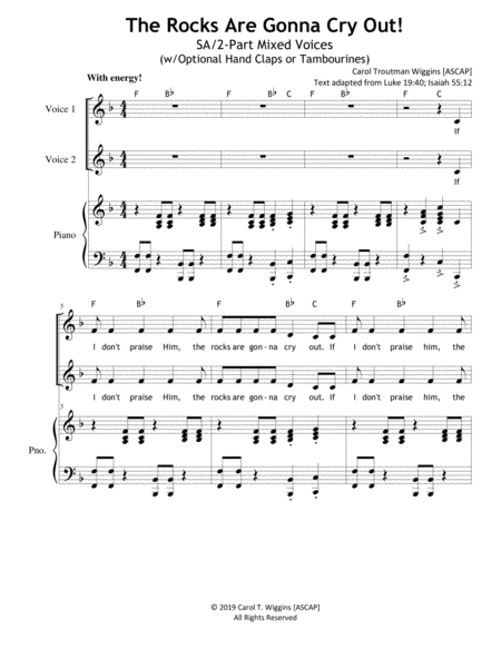 Free Sheet Music The Rocks Are Gonna Cry Out 2 Part