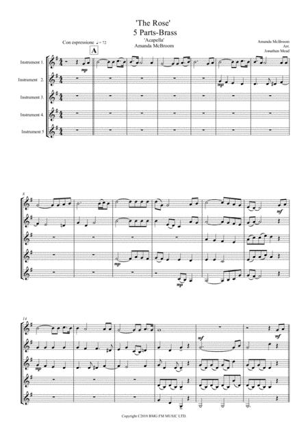 The Rose 5 Part Acapella For Brass Instruments Sheet Music