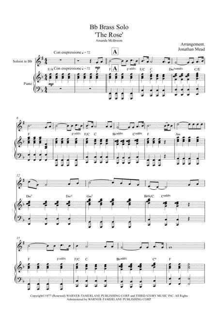 Free Sheet Music The Rose For Bb Brass Soloist And Piano