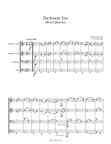 Free Sheet Music The Rowan Tree Brass Quartet