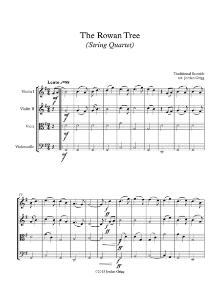 The Rowan Tree String Quartet Sheet Music