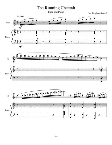 Free Sheet Music The Running Cheetah