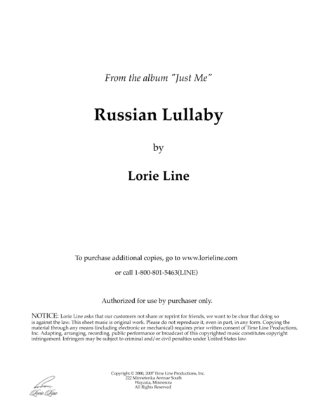 Free Sheet Music The Russian Lullaby