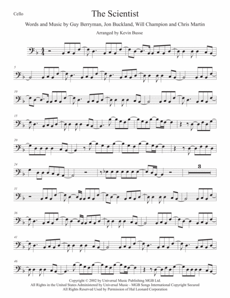 Free Sheet Music The Scientist Cello