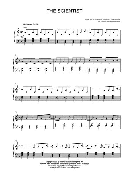 The Scientist For Piano Solo Easy Intermediate Sheet Music