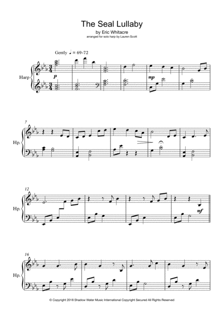 Free Sheet Music The Seal Lullaby