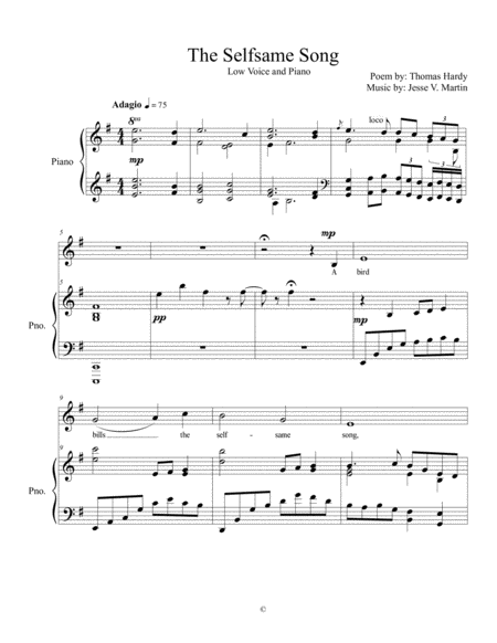Free Sheet Music The Selfsame Song Low Voice