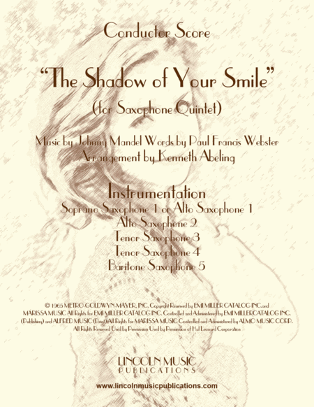 Free Sheet Music The Shadow Of Your Smile For Saxophone Quintet Sattb Or Aattb