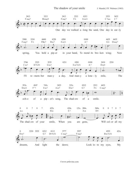 The Shadow Of Your Smile Ukulele Chord Melody W Lyrics Sheet Music